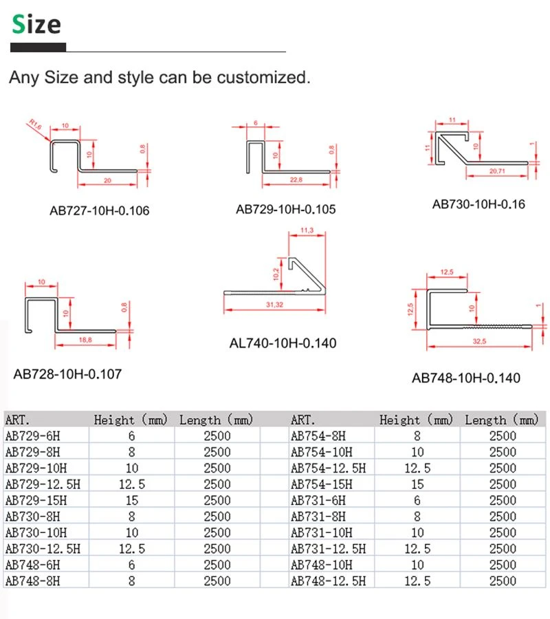 9 aluminum square tile trim size